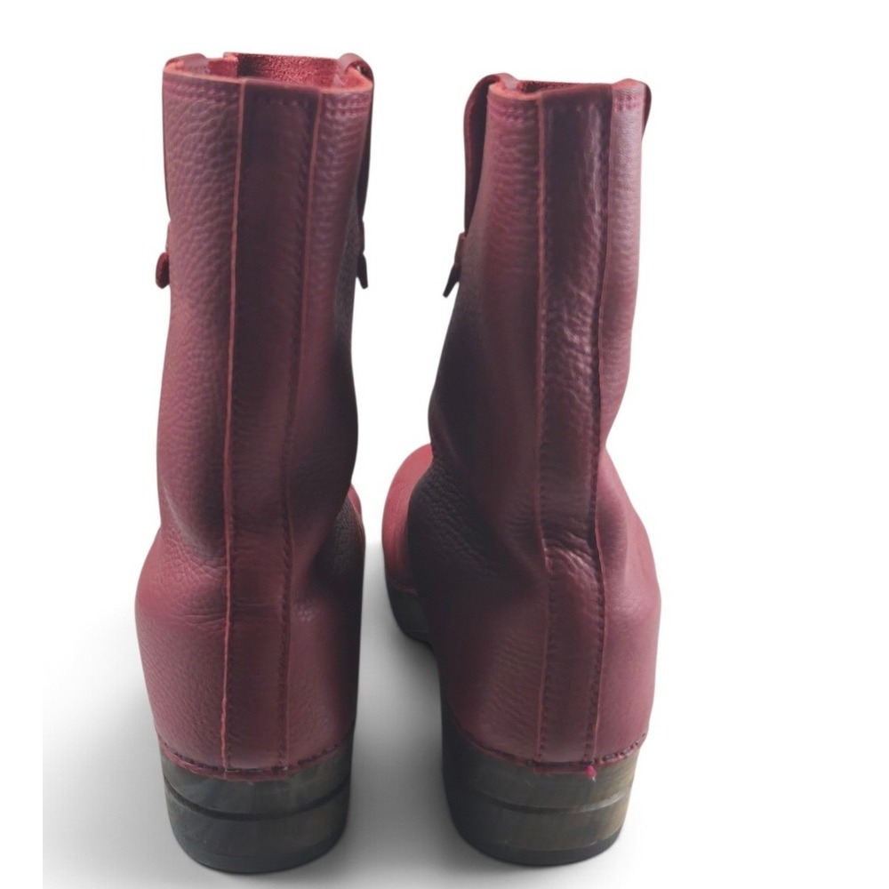 Sanita Leather Clog Boots Women 35 Red Excellent Metal Toe Cap Wood Base - Picture 4 of 10